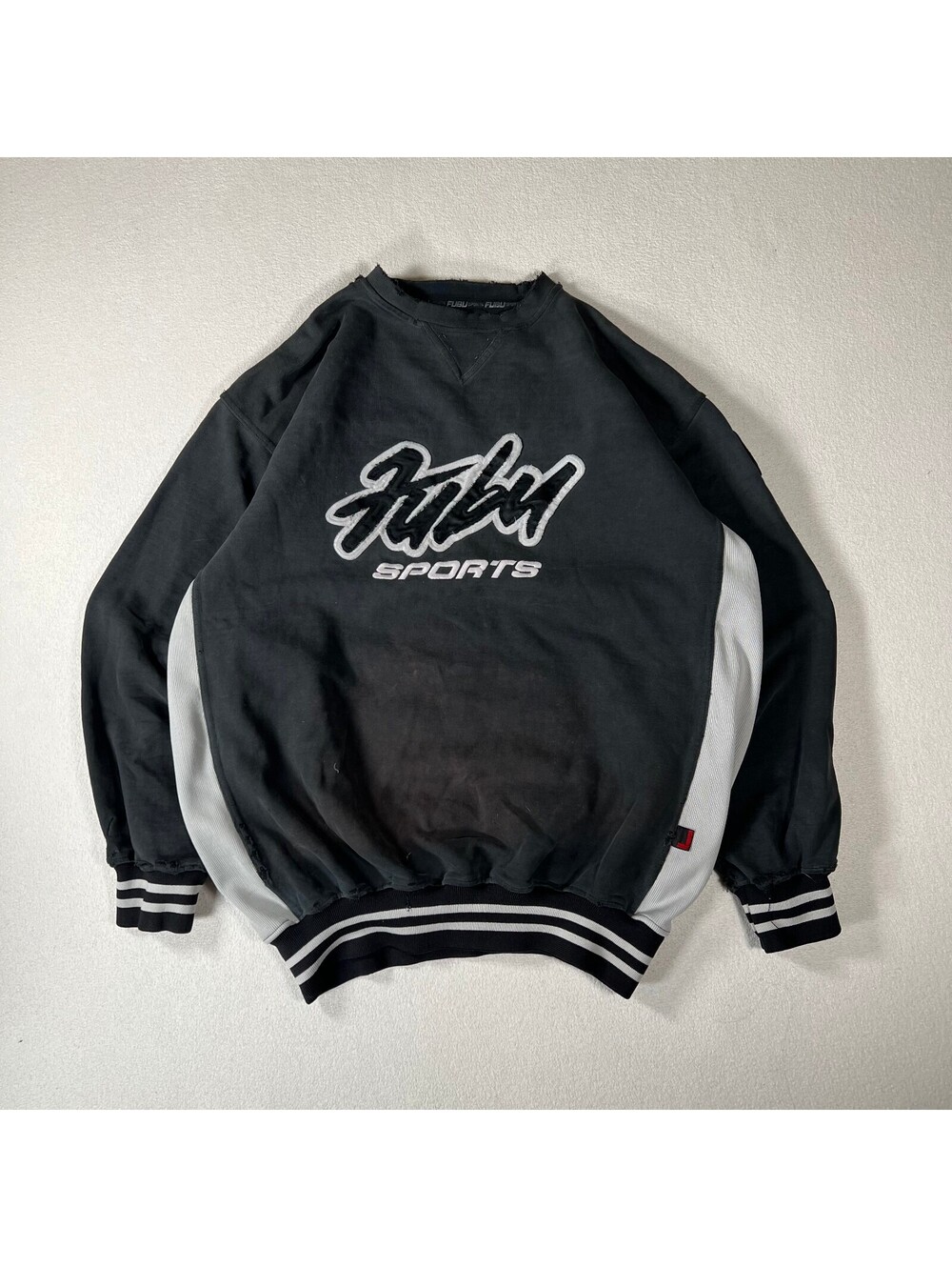 Vintage FUBU Sports Black and Gray Thrashed Sweatshirt